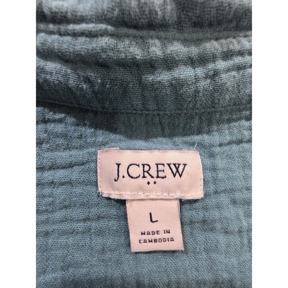 J Crew Dress Women Large Blue Double Gauze Pocket Tunic Coastal Boho A009980 - Picture 6 of 11